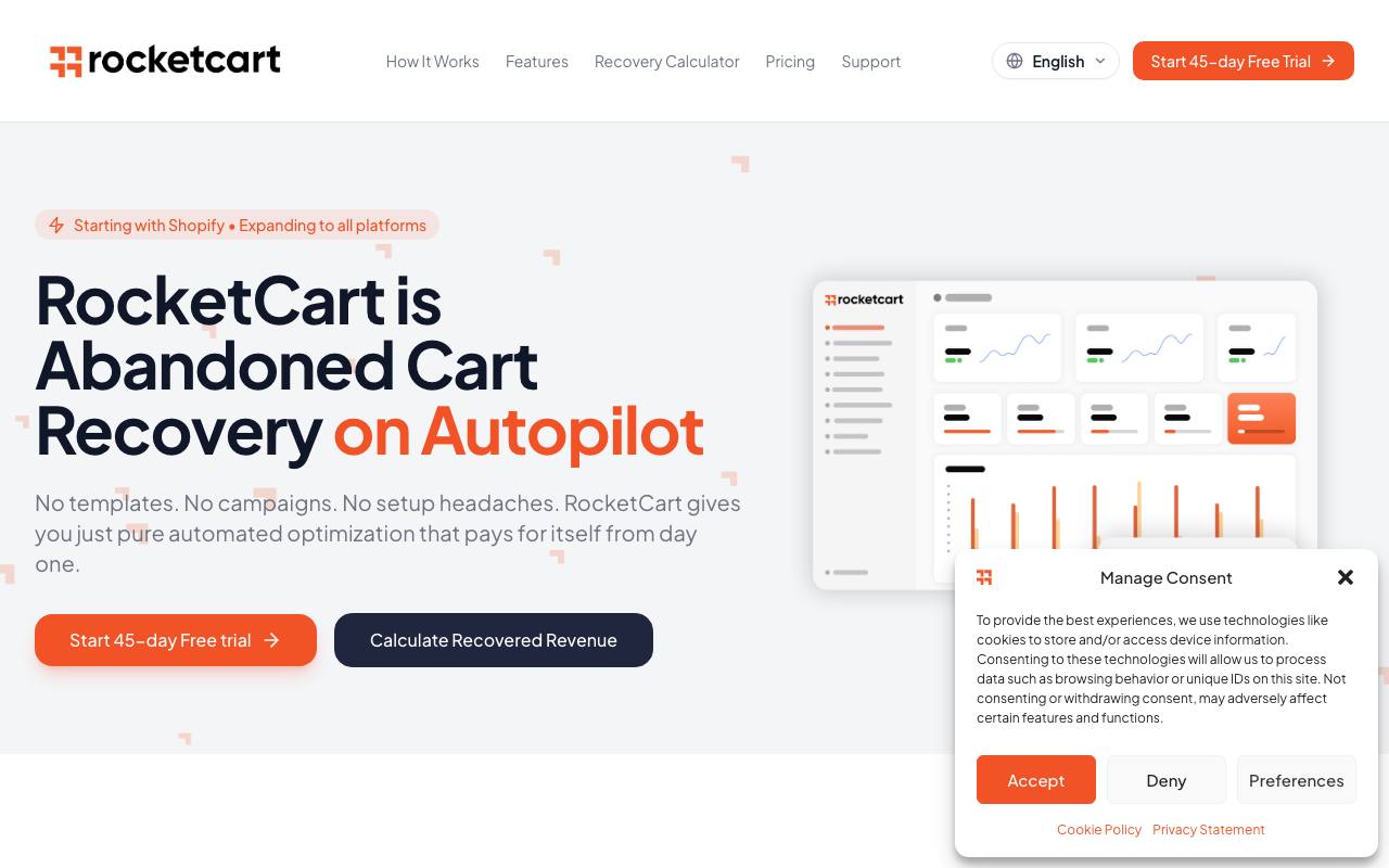 RocketCart – Abandoned Cart Recovery screenshot