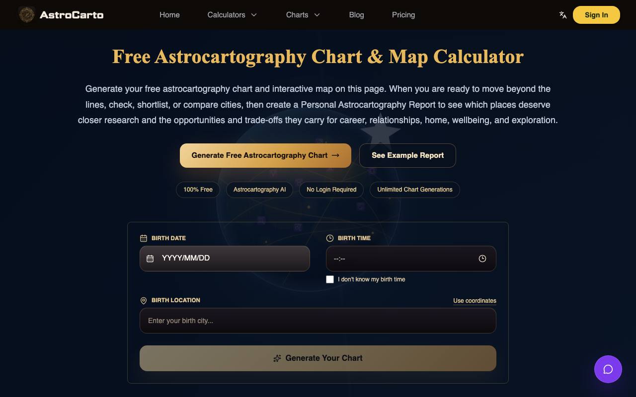Astrocartography screenshot