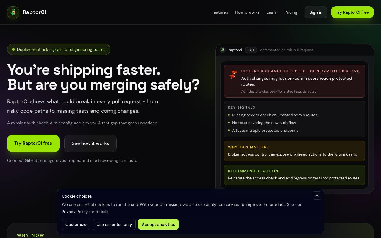 RaptorCI screenshot