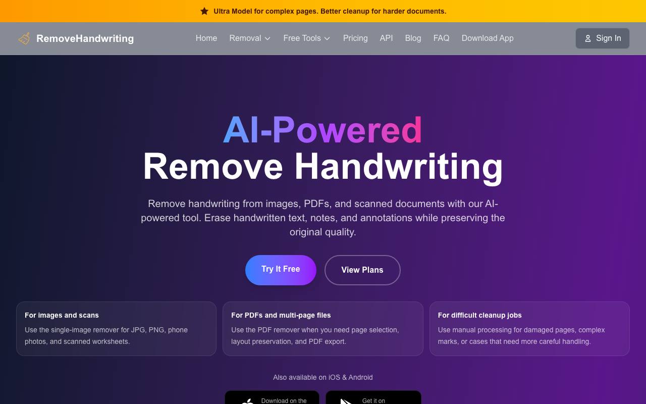 Remove Handwriting screenshot