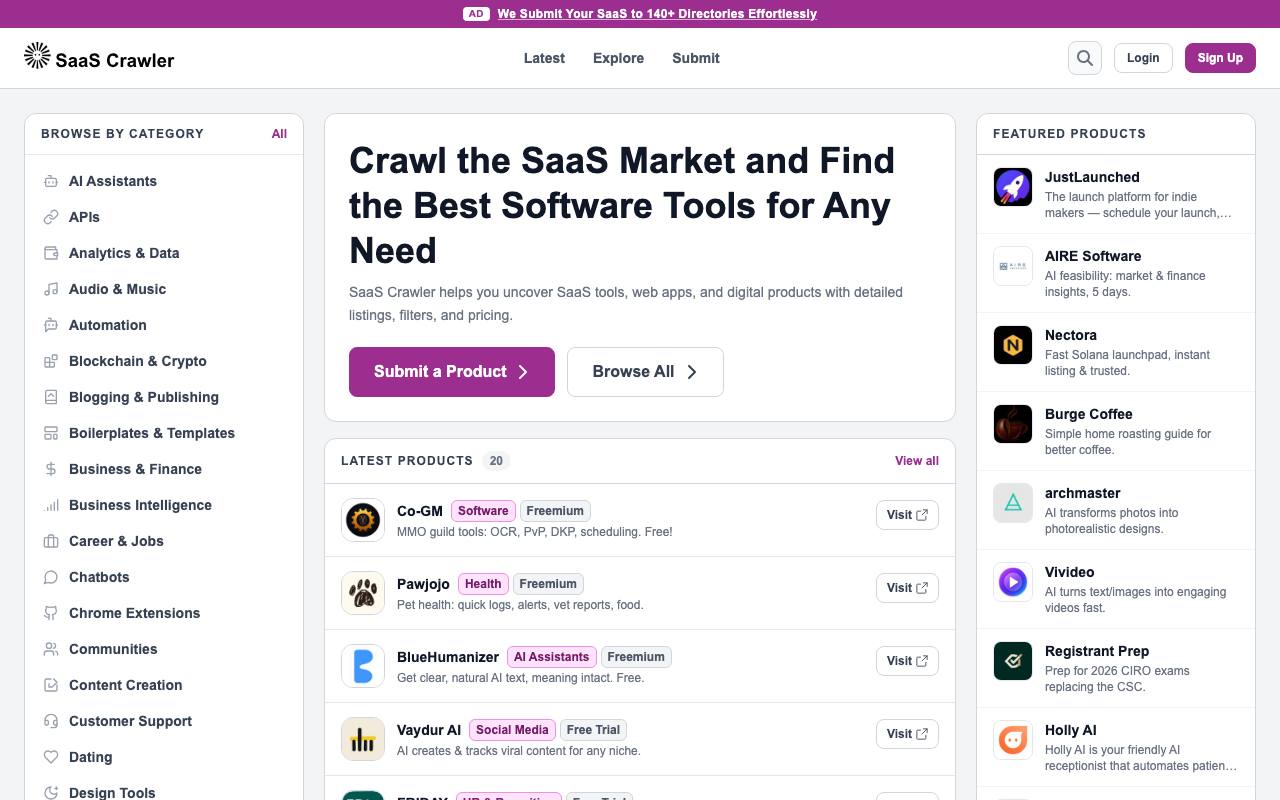 SaaS Crawler screenshot