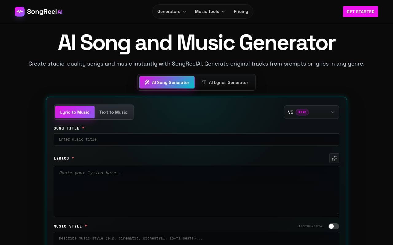 SongReelAI screenshot