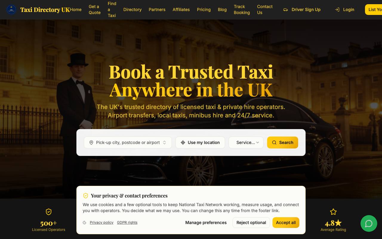 National UK Taxi Network screenshot