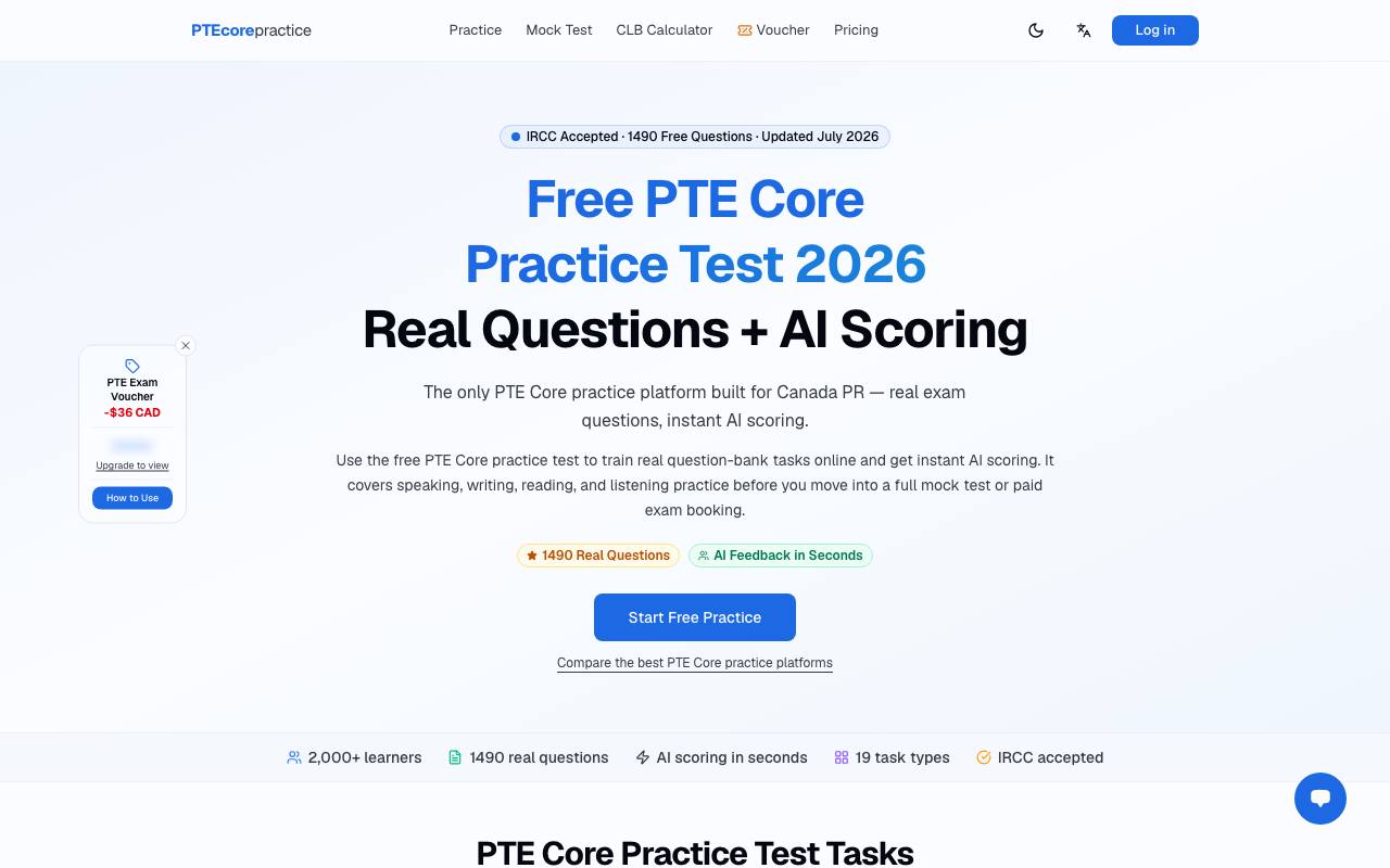 PTEcorepractice screenshot