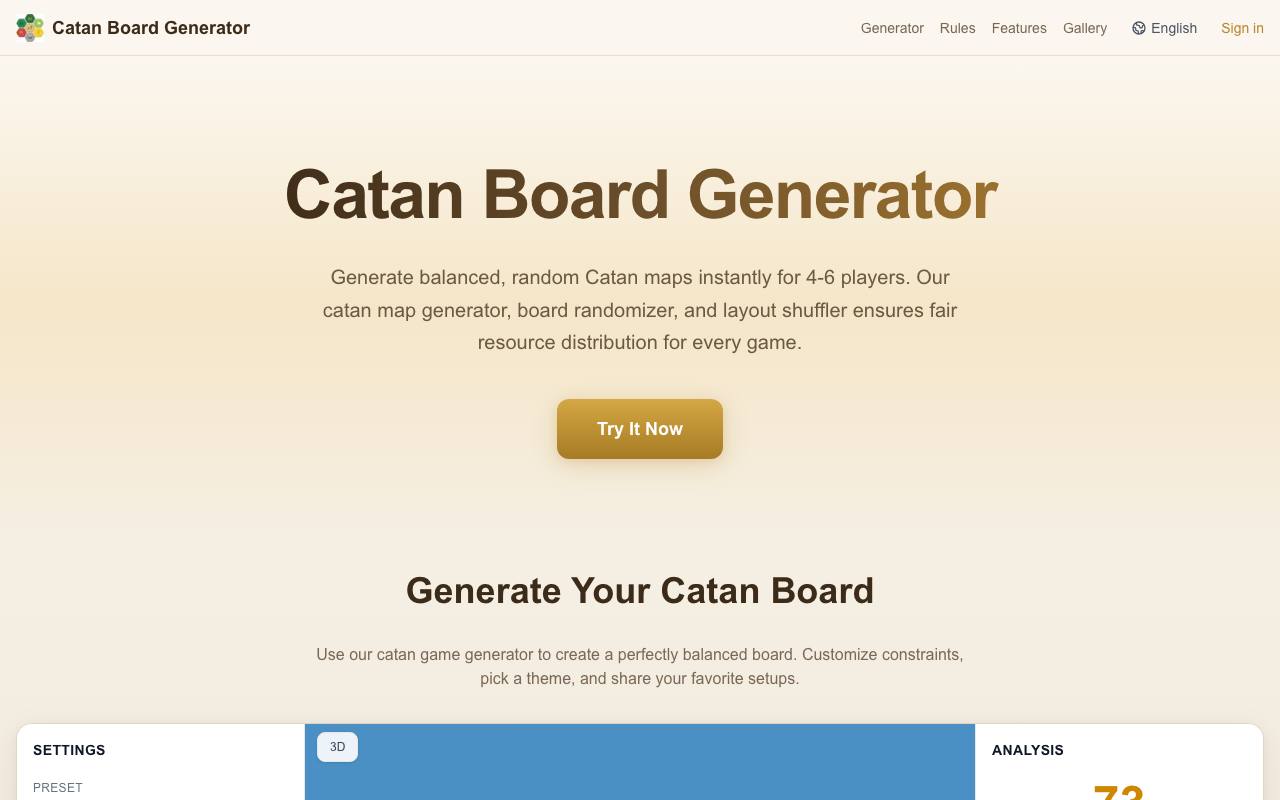 Catan Board Generator screenshot