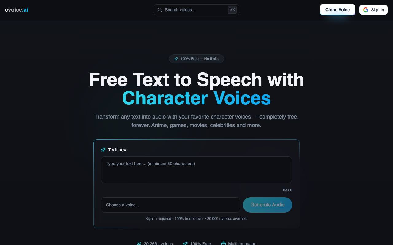 cvoice.ai screenshot