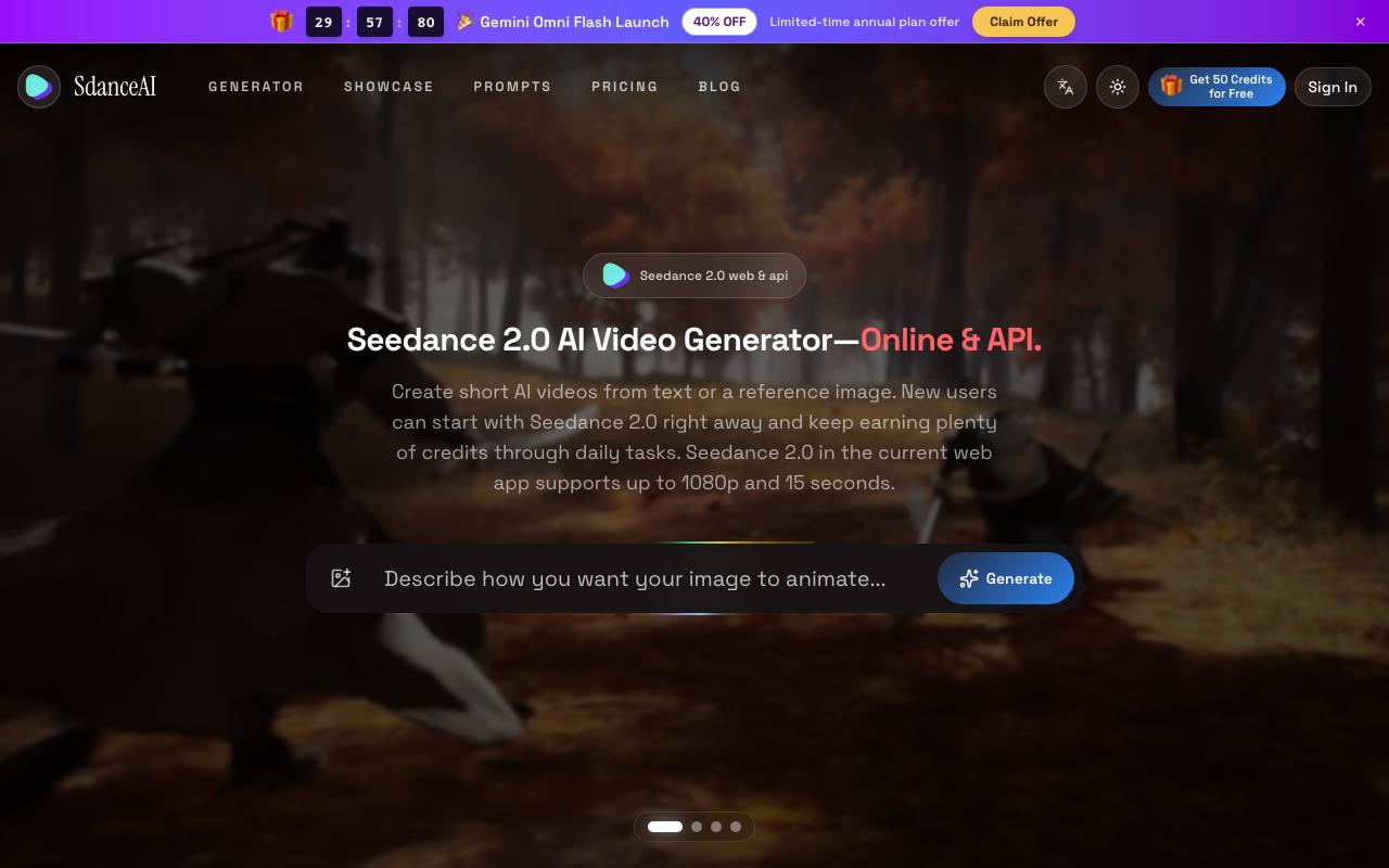Seedance 2.0 Web & API screenshot