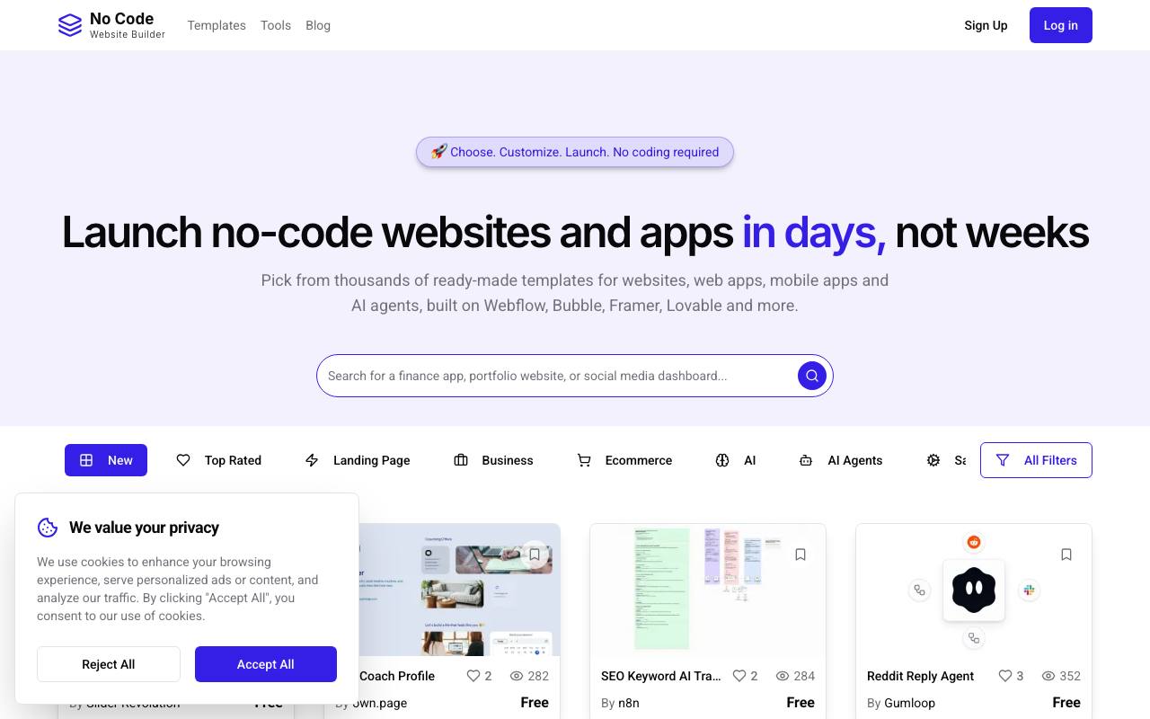 No Code Website Builder screenshot