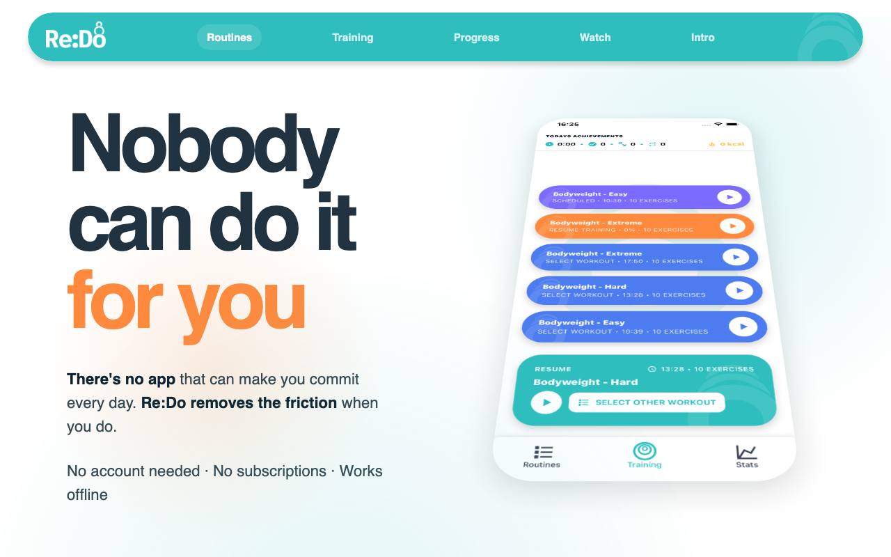 RedoWorkouts screenshot