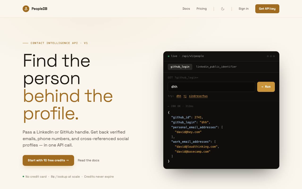 PeopleDB screenshot