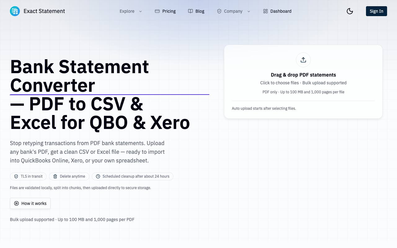 Exact Statement screenshot