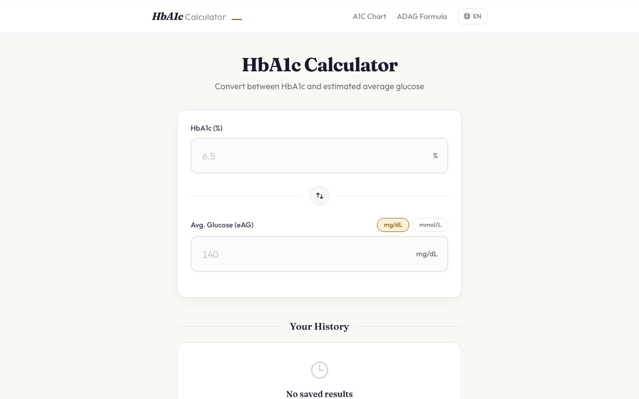 HbA1c Calculator — A1C to Average Glucose screenshot