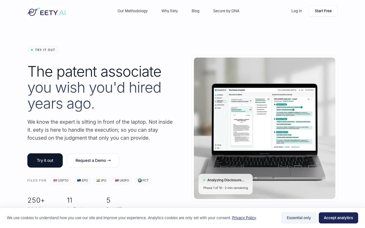Eety AI – An AI Assistant for Patent Drafting screenshot