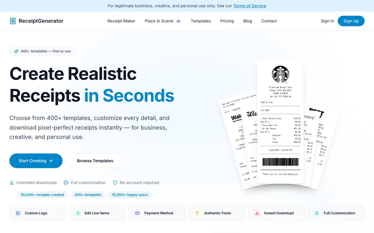 Receipt Generator screenshot
