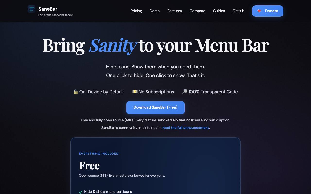 SaneBar screenshot