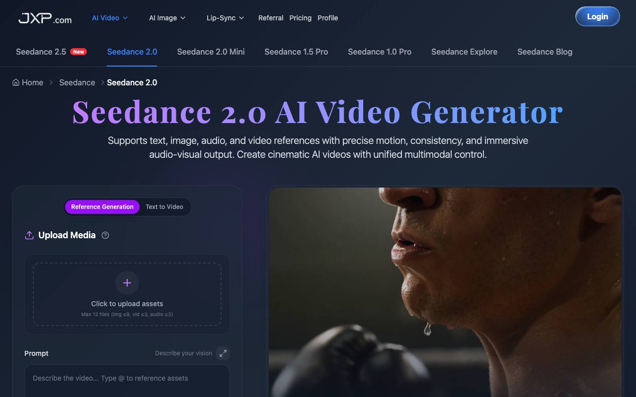 JXP Seedance 2.0 AI Video Generator screenshot