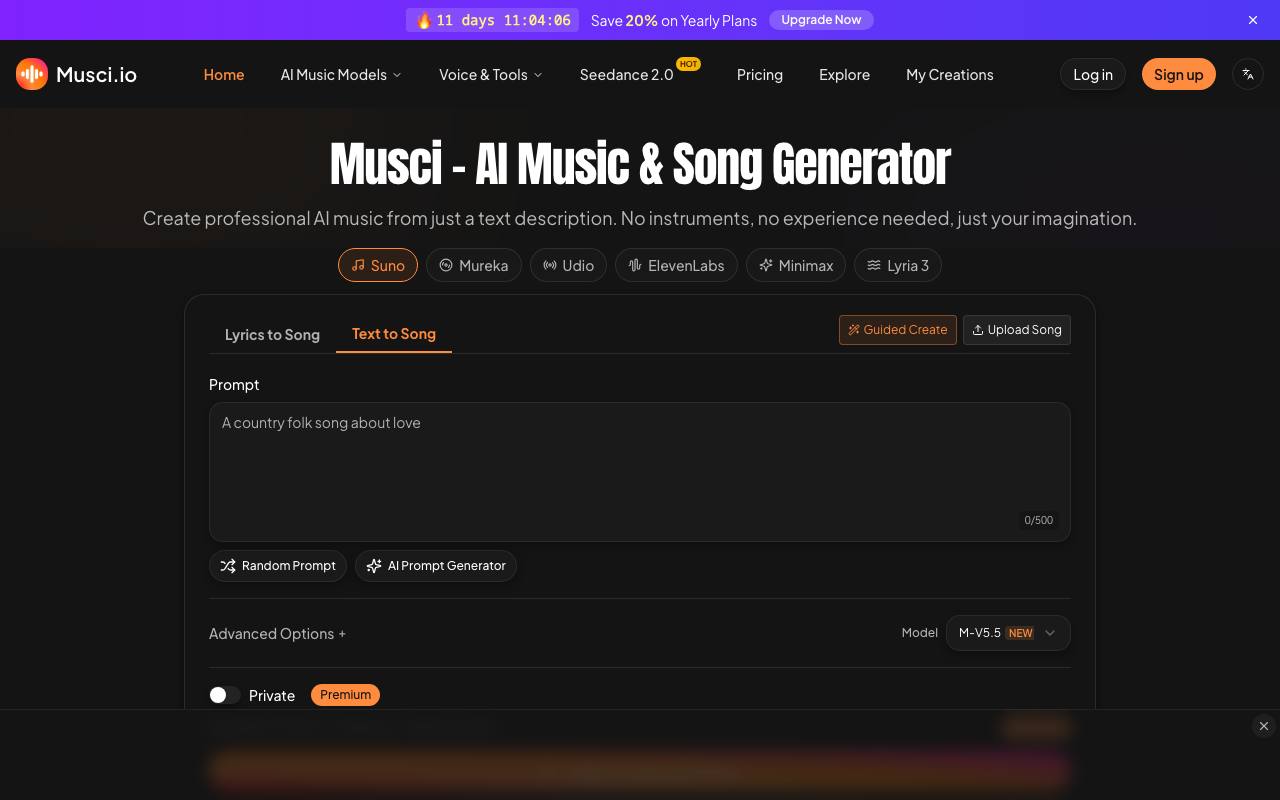 Musci – AI Song Generator screenshot