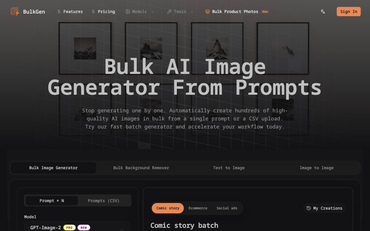 Bulk AI Image Generator screenshot