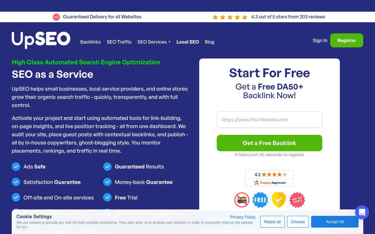 UpSEO screenshot