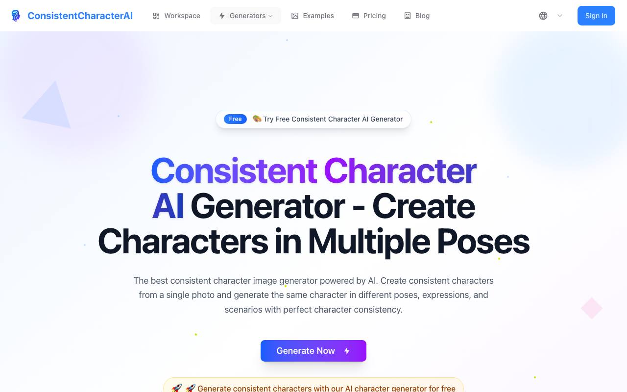 Consistent Character AI Generator screenshot