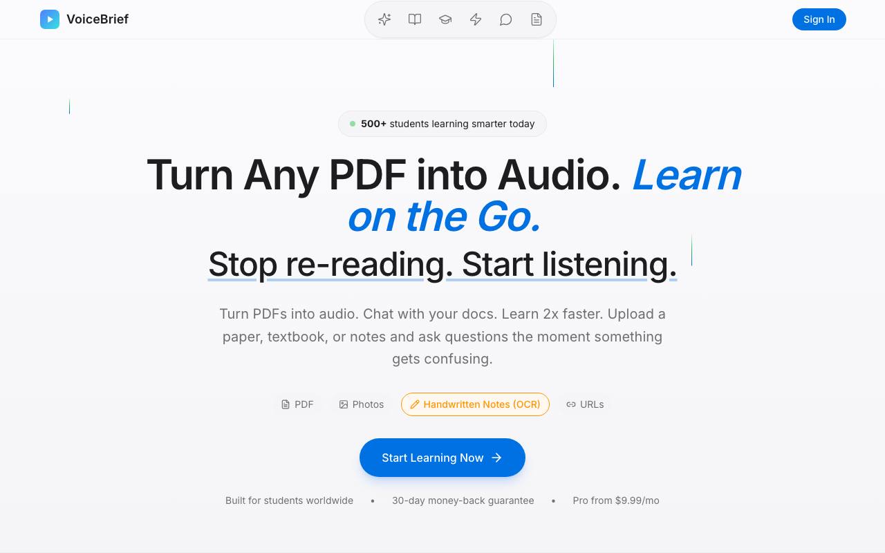 VoiceBrief.io screenshot