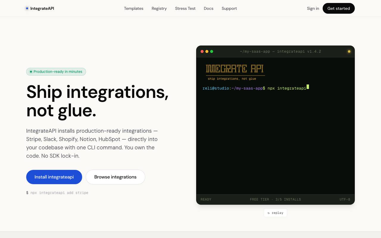 Integrateapi screenshot