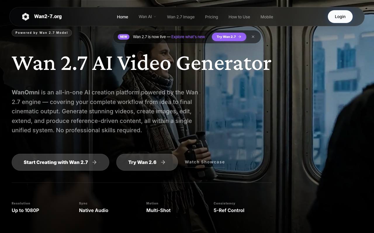 Wan 2.7 AI Video Generator screenshot