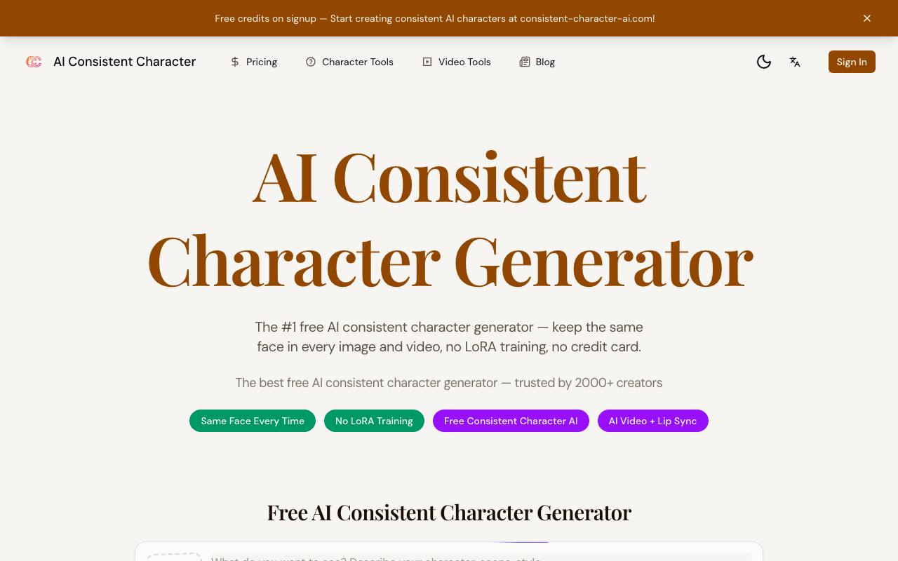 Consistent Character AI screenshot