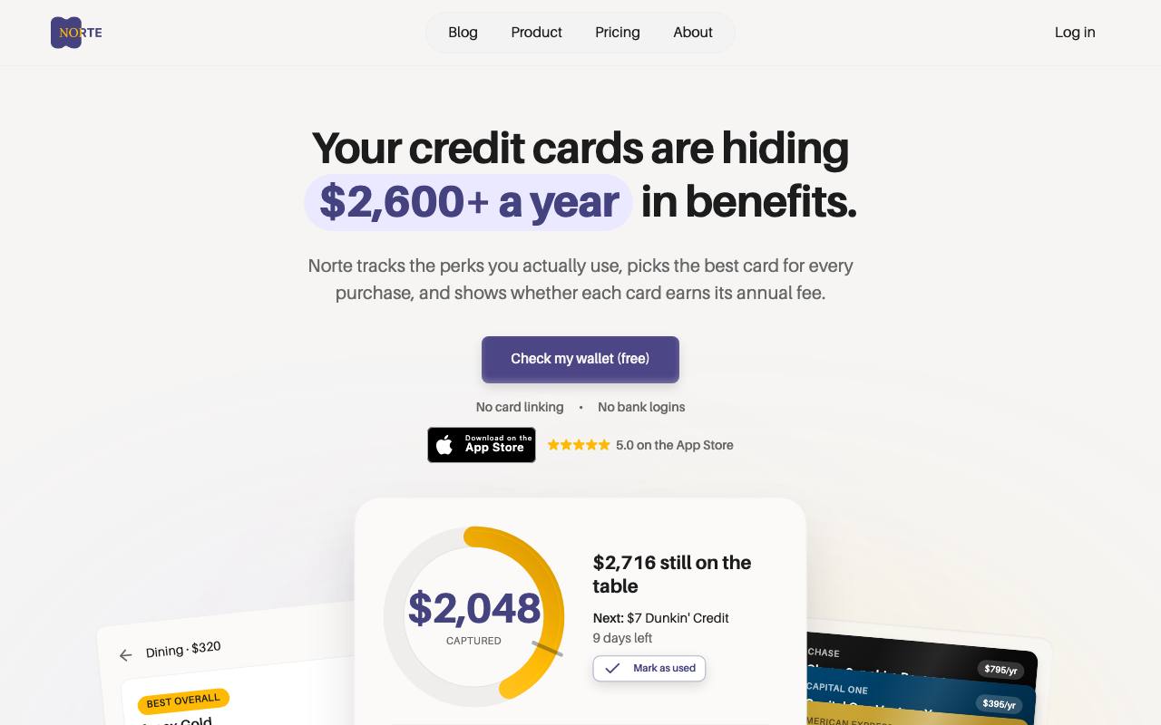 Norte Wallet Intelligence screenshot