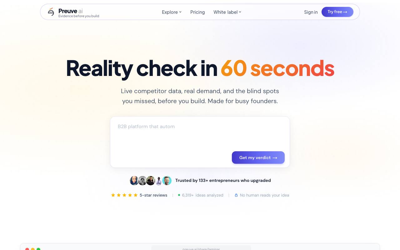 Preuve AI screenshot