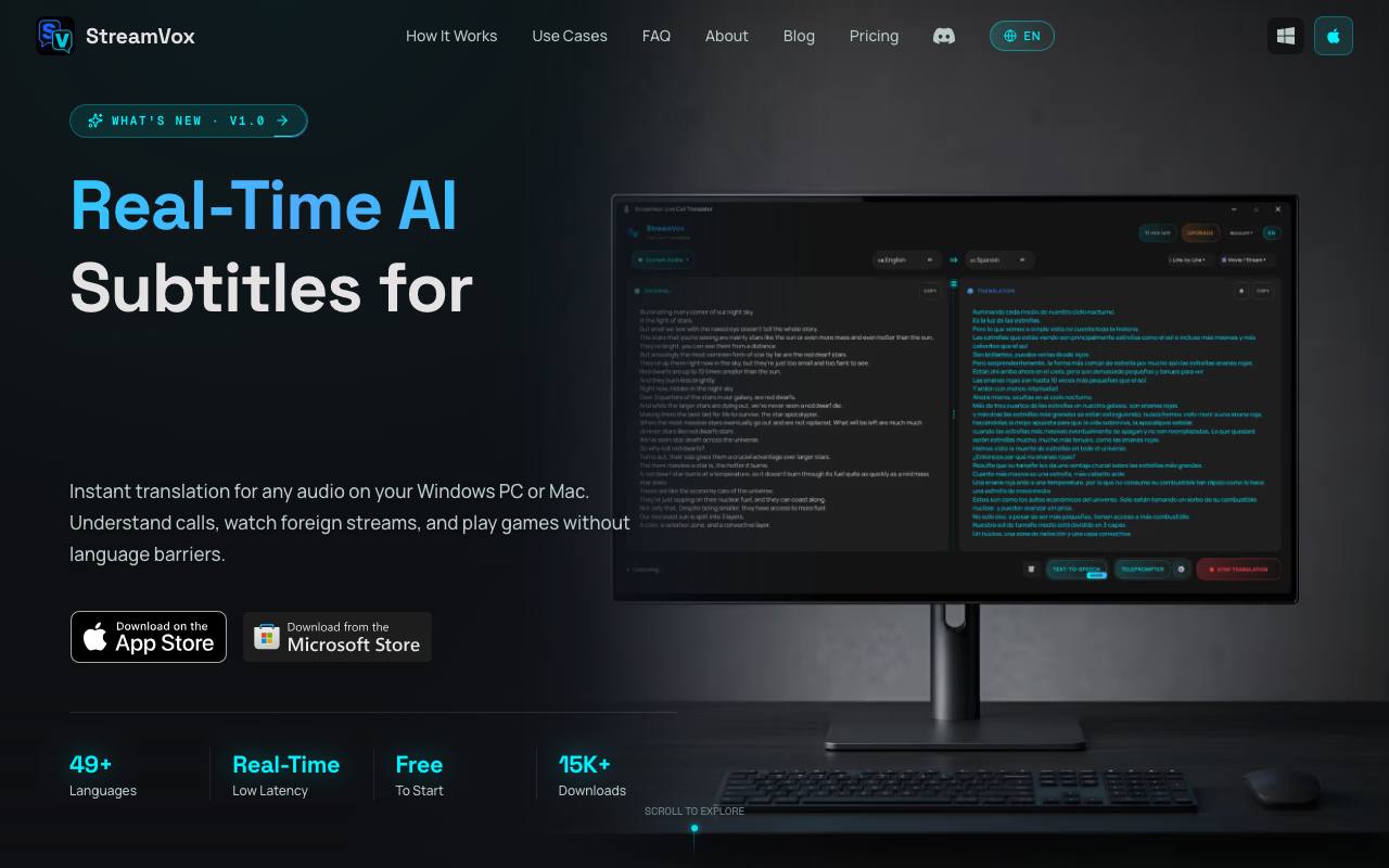 StreamVox – AI Live Translator screenshot