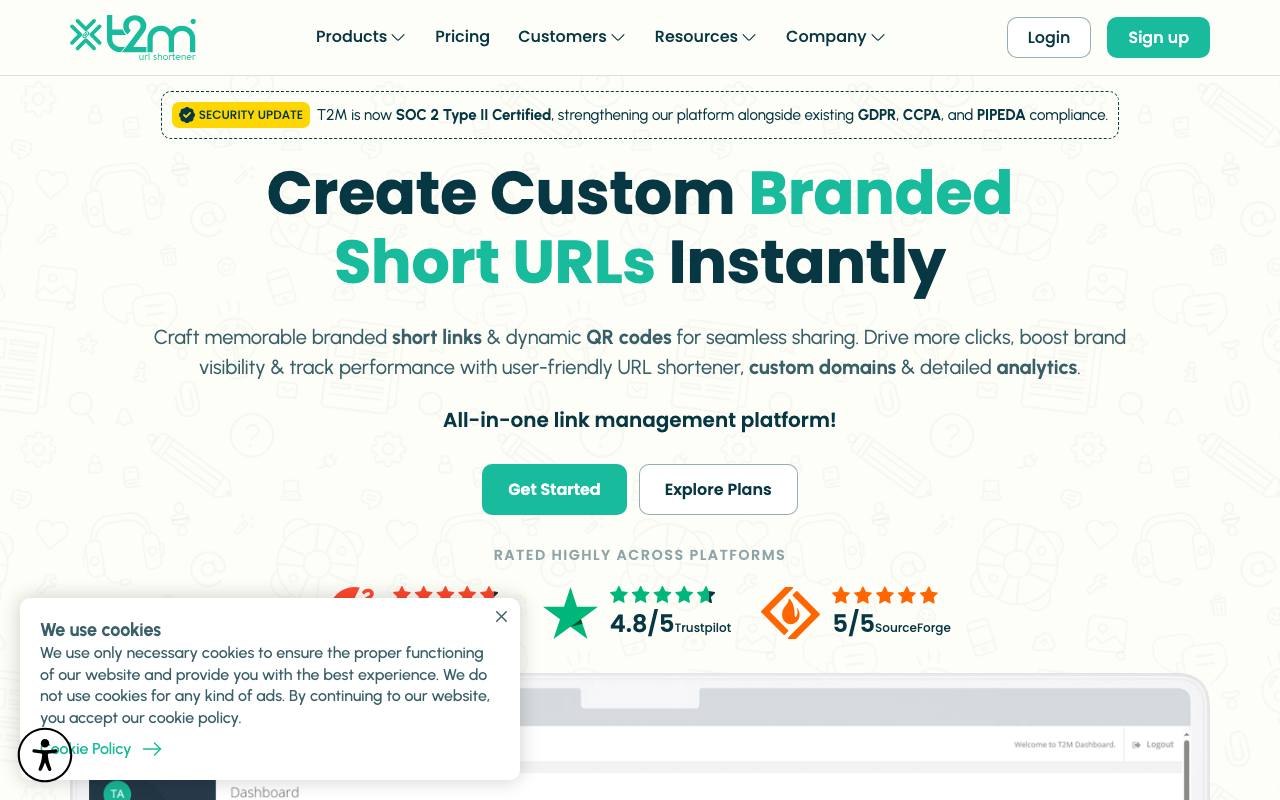 T2M URL Shortener screenshot