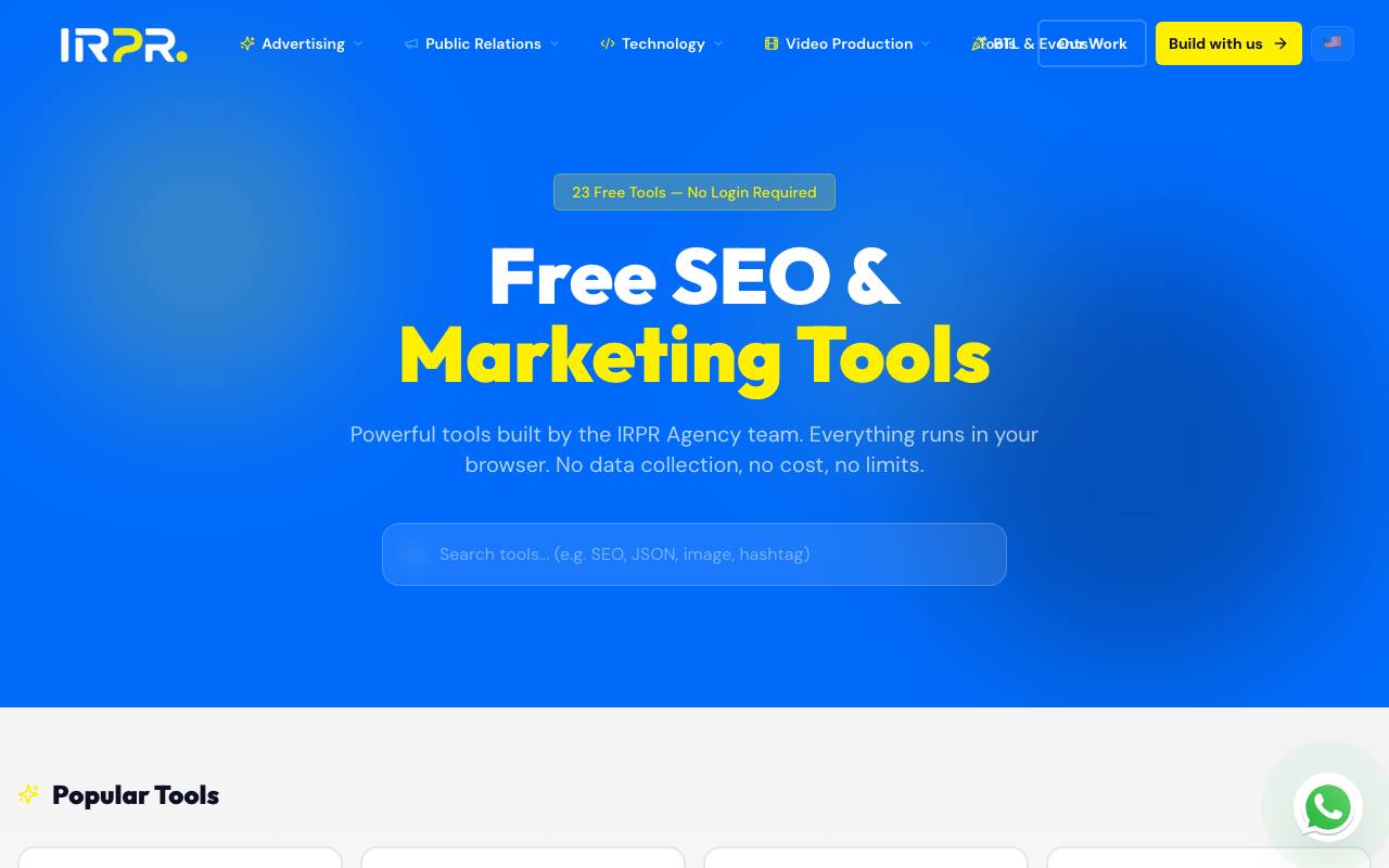 SEO and Marketing tools by IRPR Agency screenshot