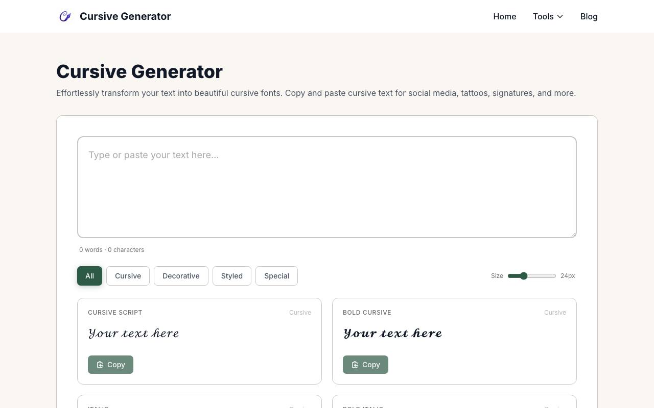 cursive-generator screenshot