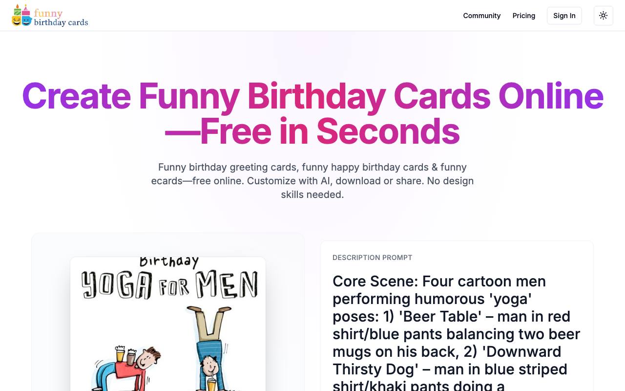 AI birthday card generator screenshot