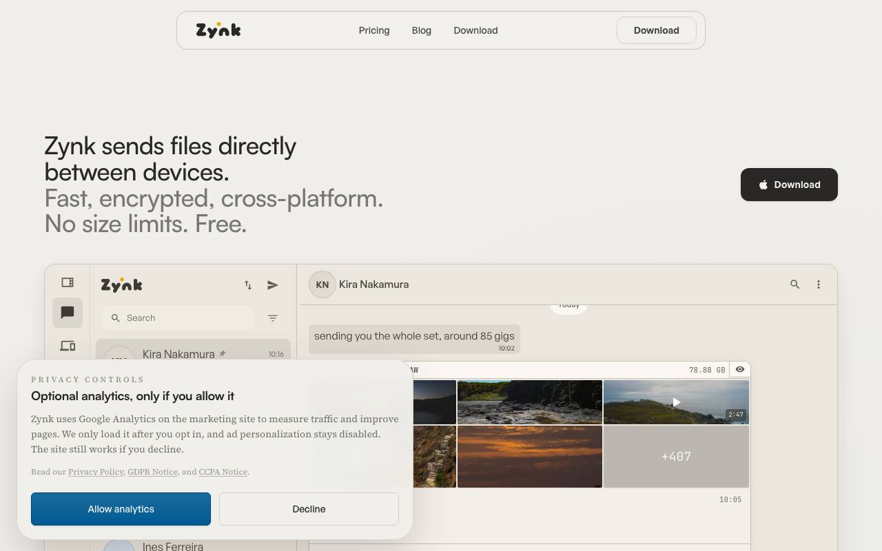 Zynk screenshot