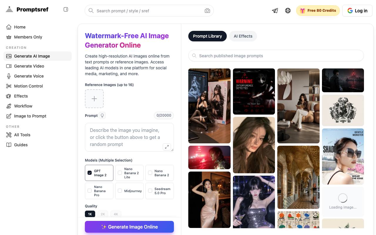 Generate Watermark-Free AI Images with Multiple Models screenshot