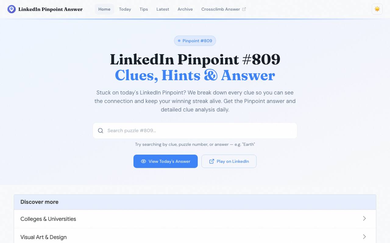 LinkedIn Pinpoint Answer Today screenshot