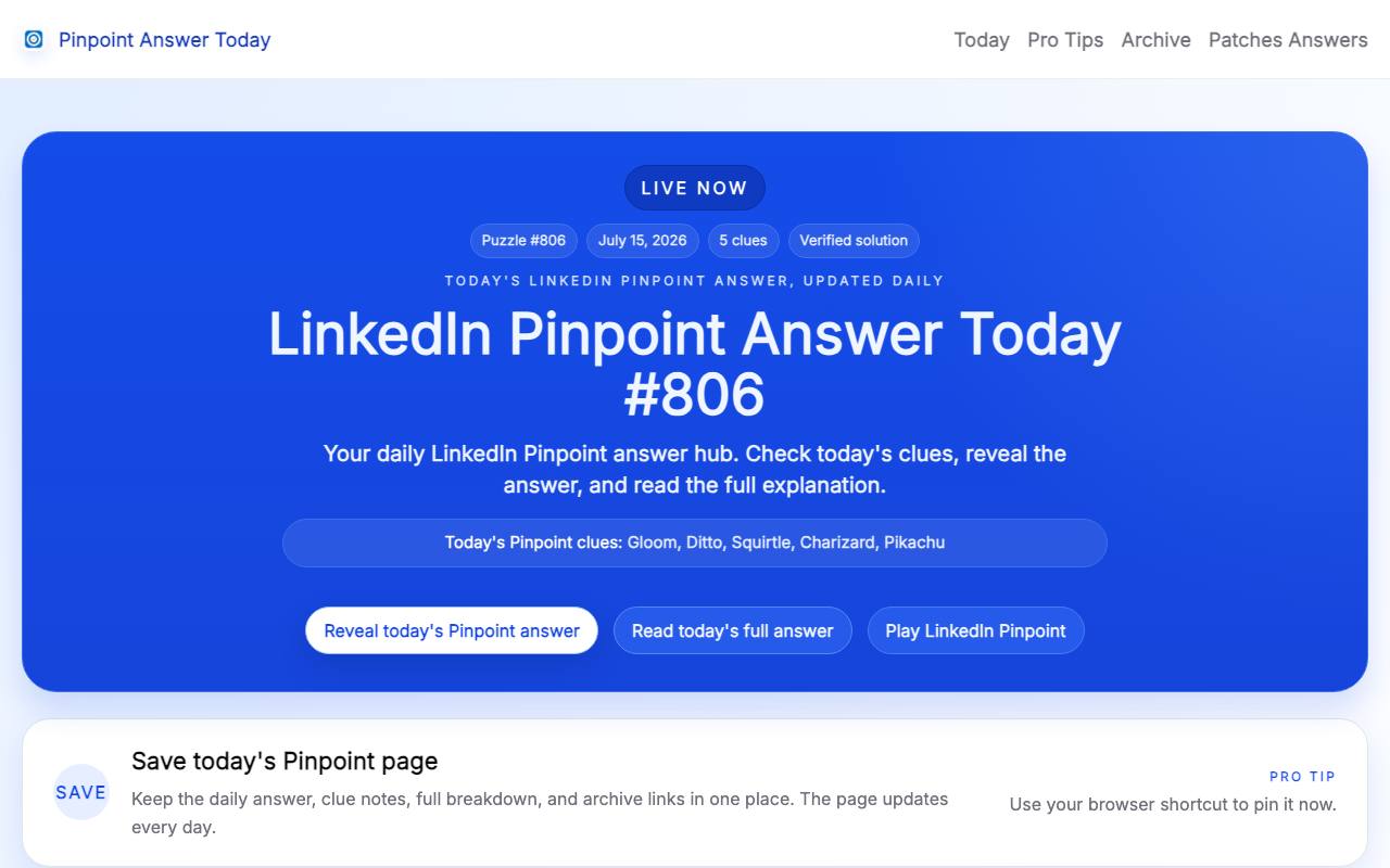 Pinpoint Answer Today screenshot