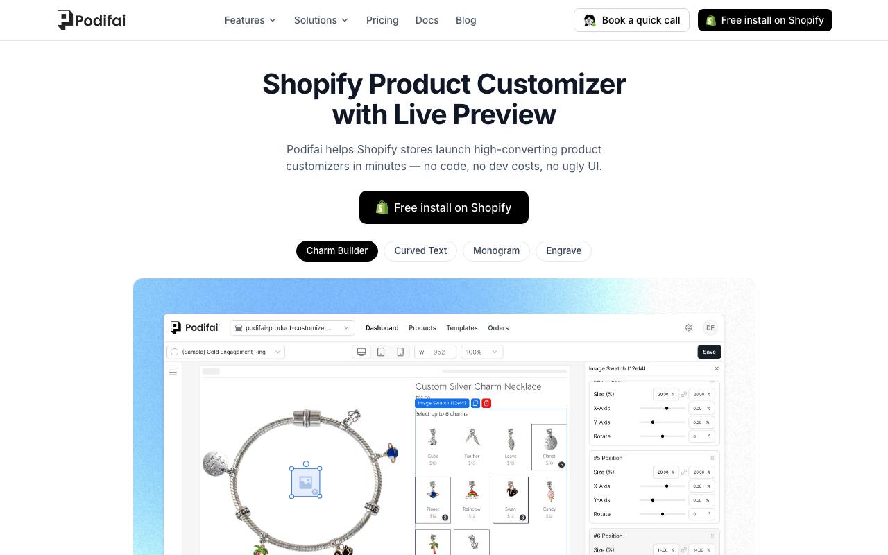 Podifai Product Customizer screenshot