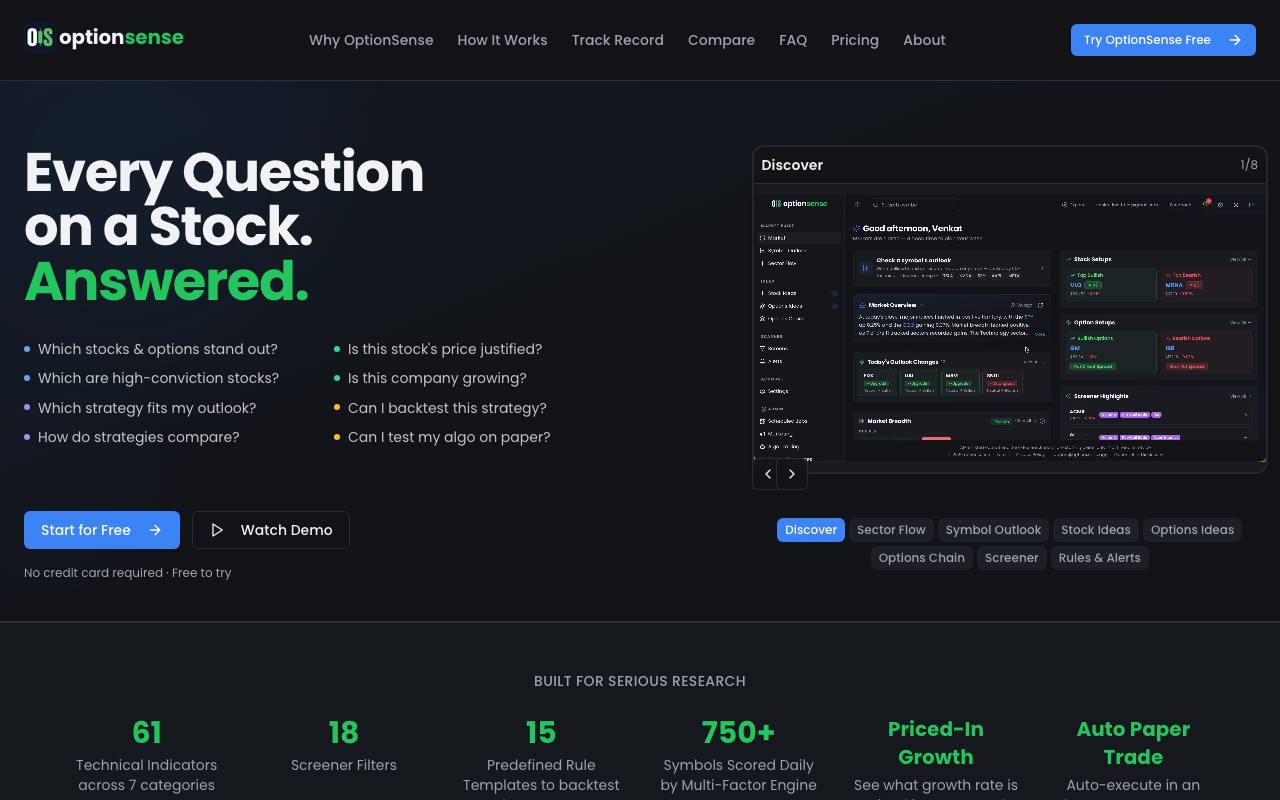 OptionSense screenshot