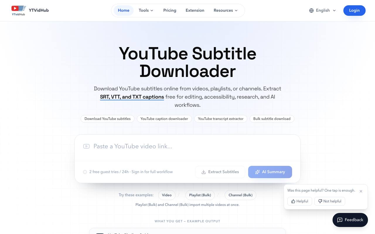 Free YouTube subtitles download screenshot