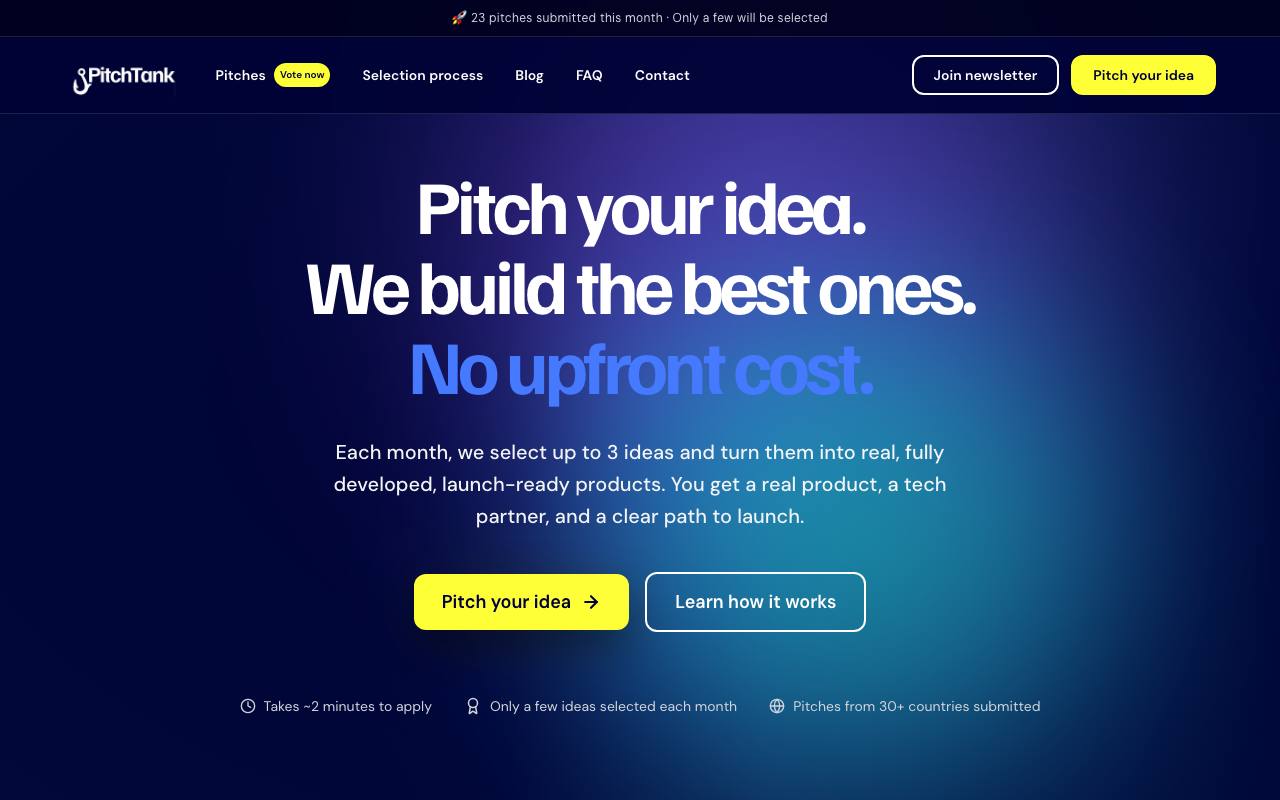 Pitchtank screenshot