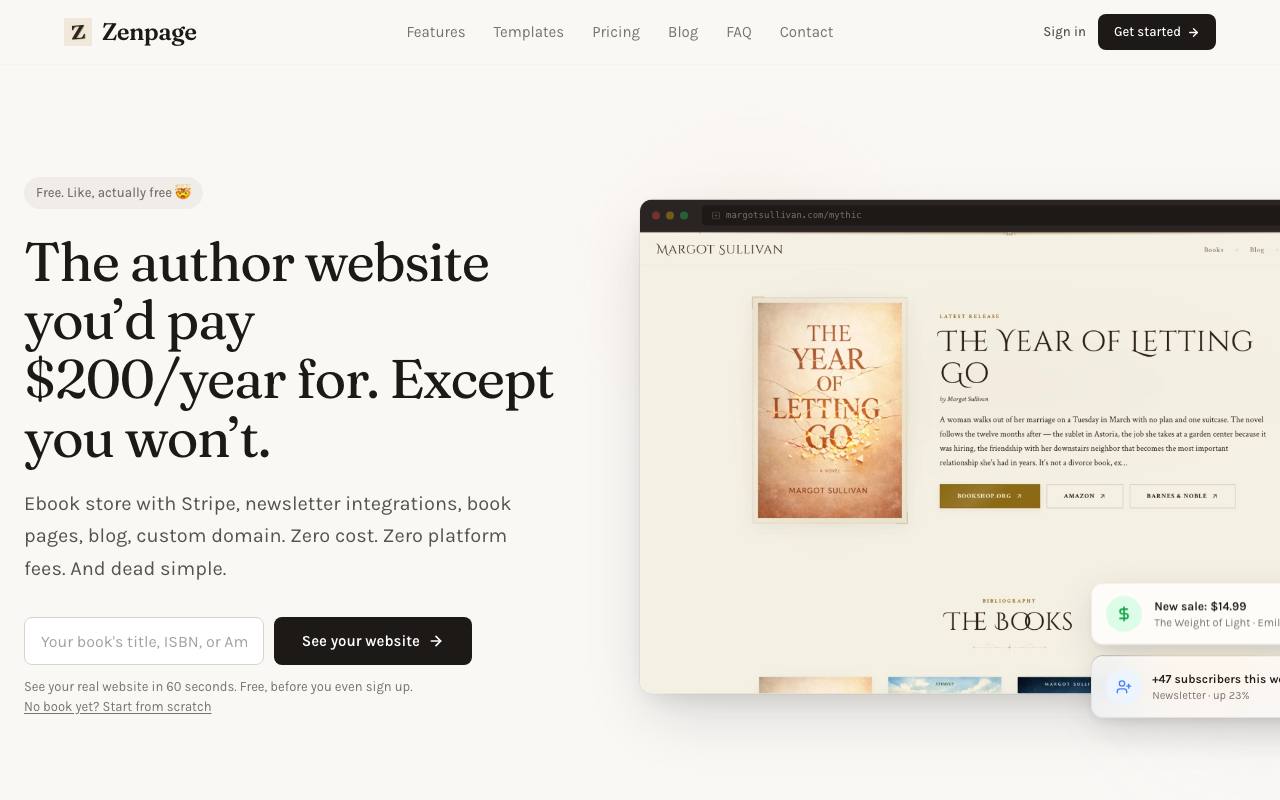 Zenpage screenshot