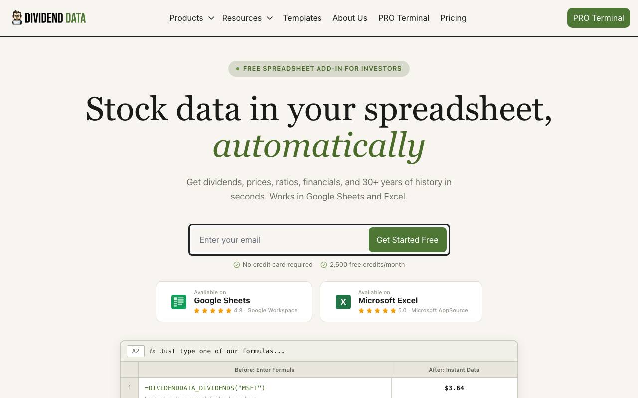Dividend Data screenshot