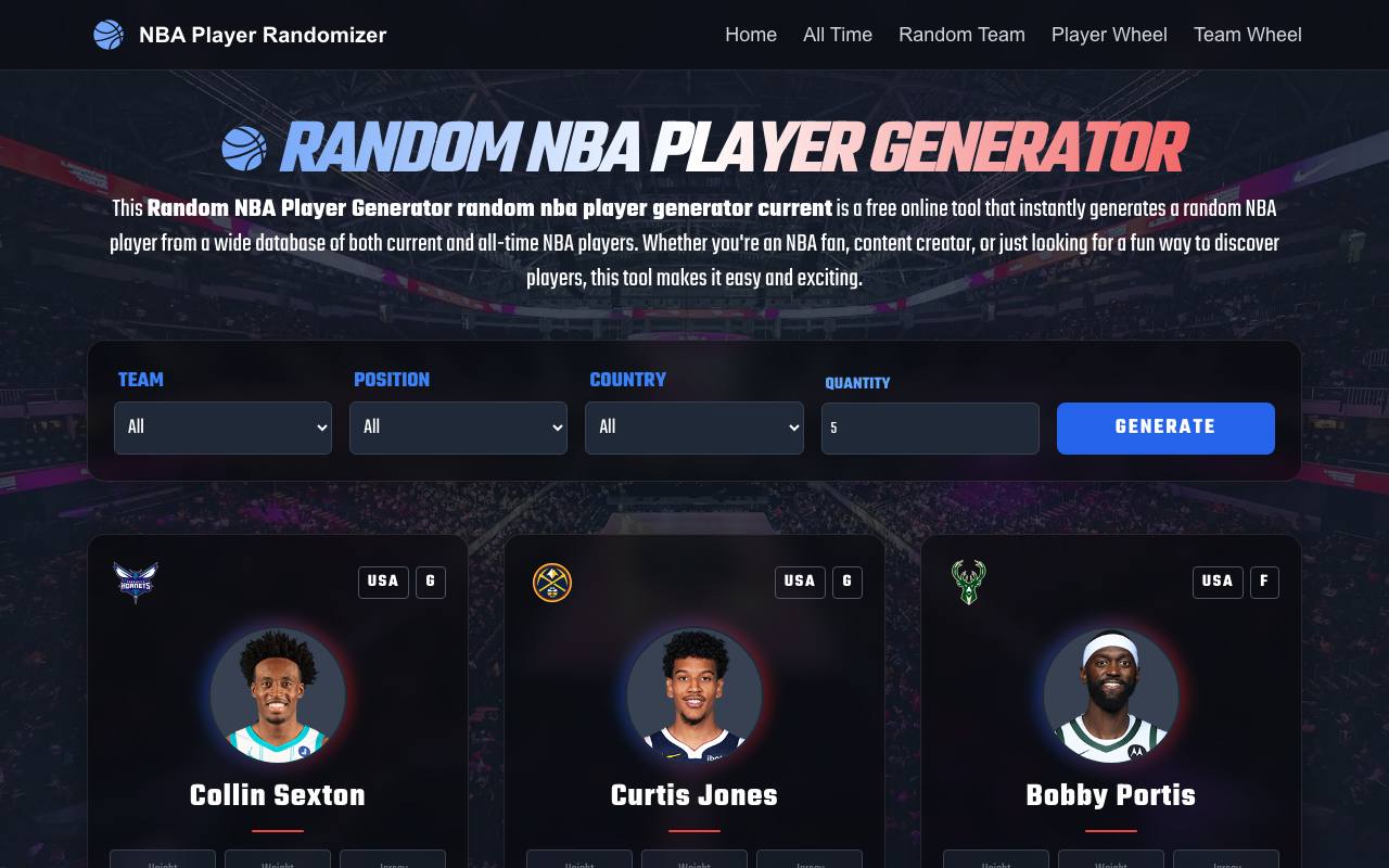 Random NBA Player Generator screenshot