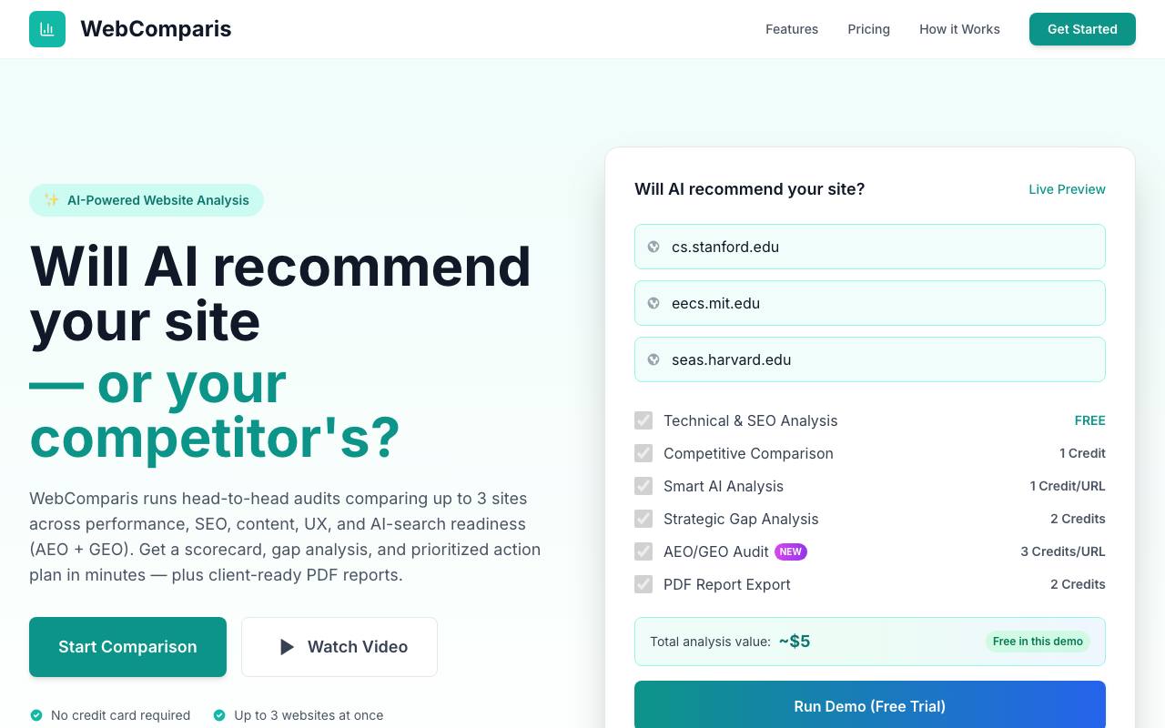 Webcomparis screenshot