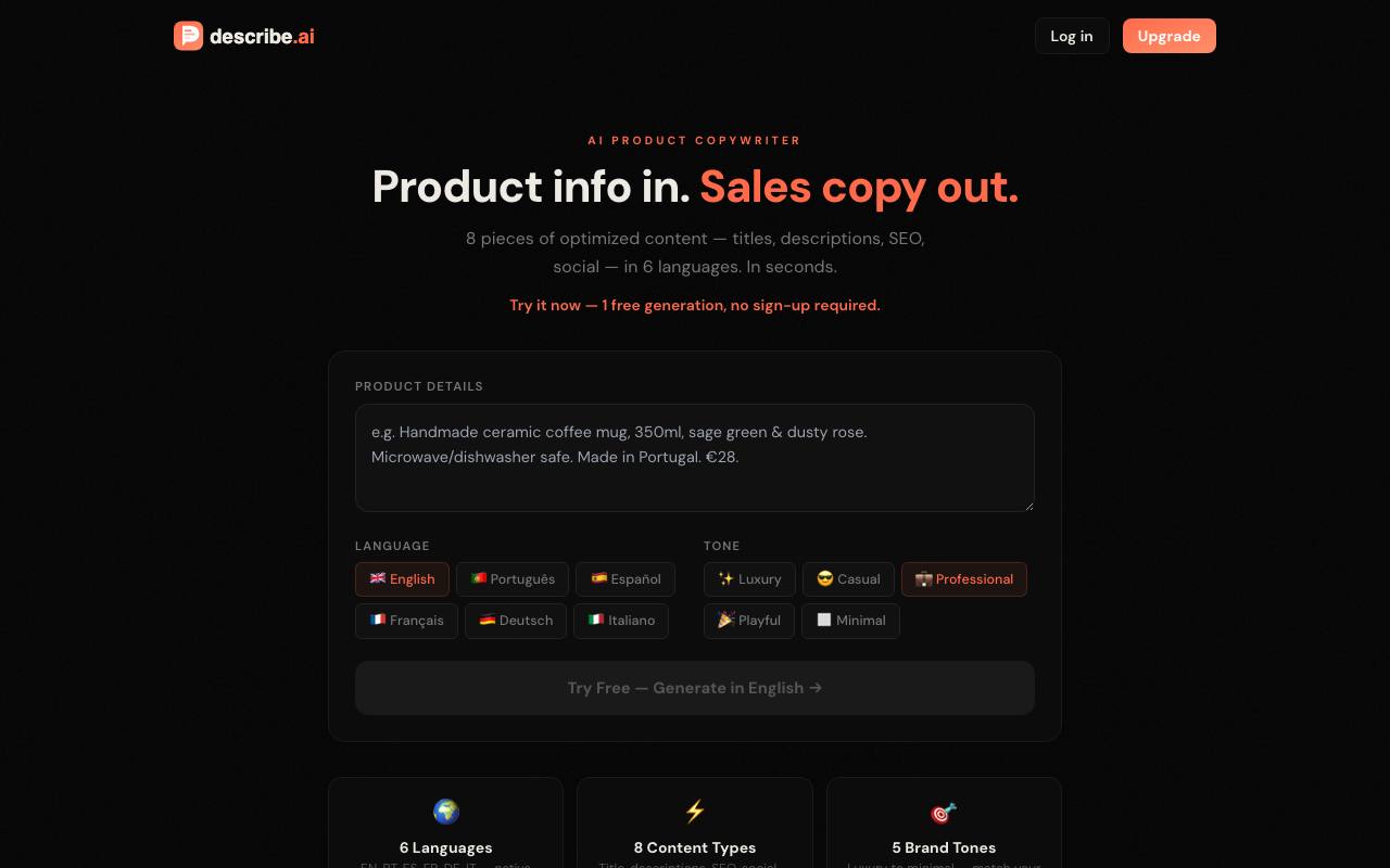 DescribeAI screenshot