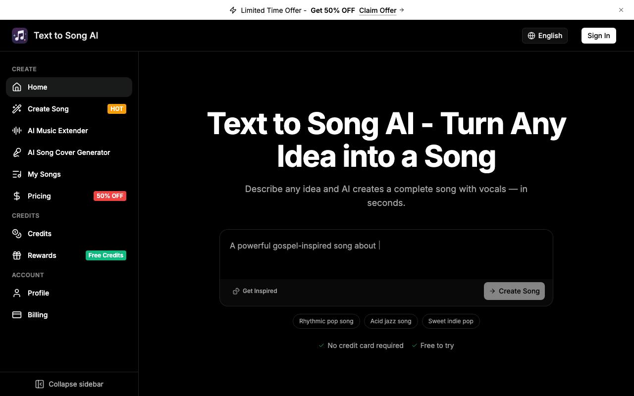 Text to Song screenshot