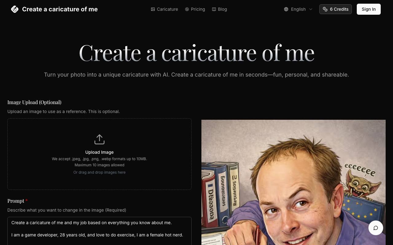 Create a Caricature of Me screenshot